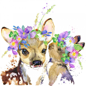 عکس با کیفیت نقاشی آهو با خرگوش فانتزی